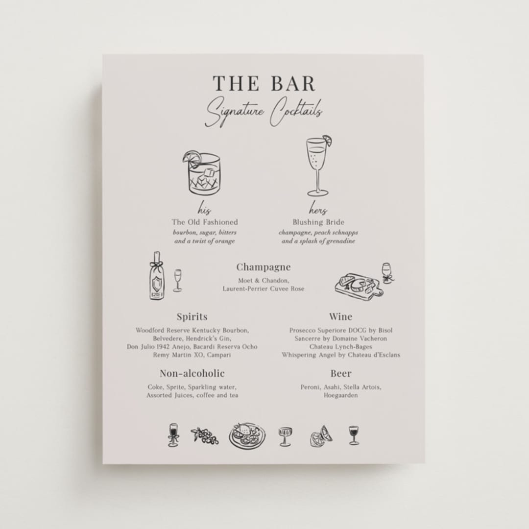 "Modern Sketch" - Bar Signs in Noir by Elly - Front