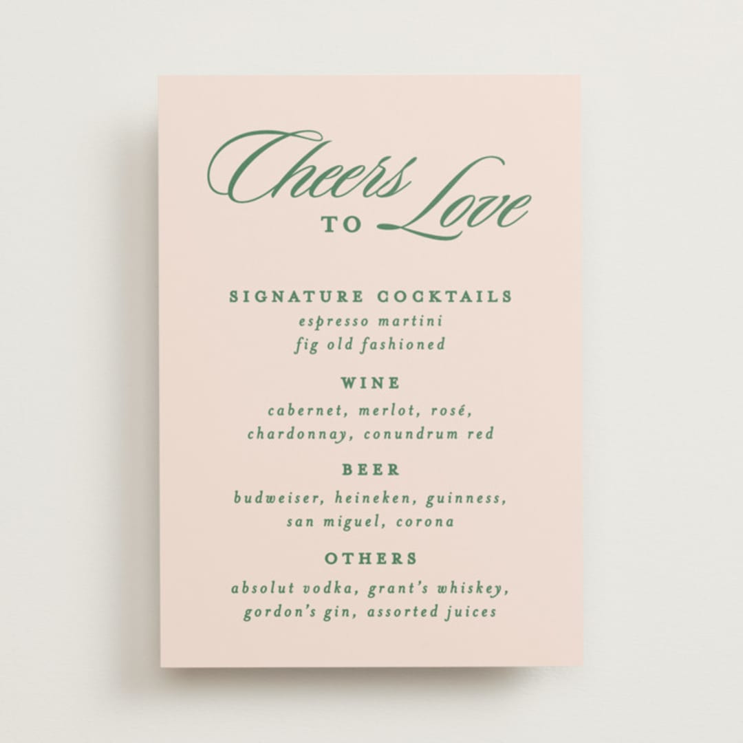 "Scripted" - Bar Signs in Emerald by Creo Study - Front