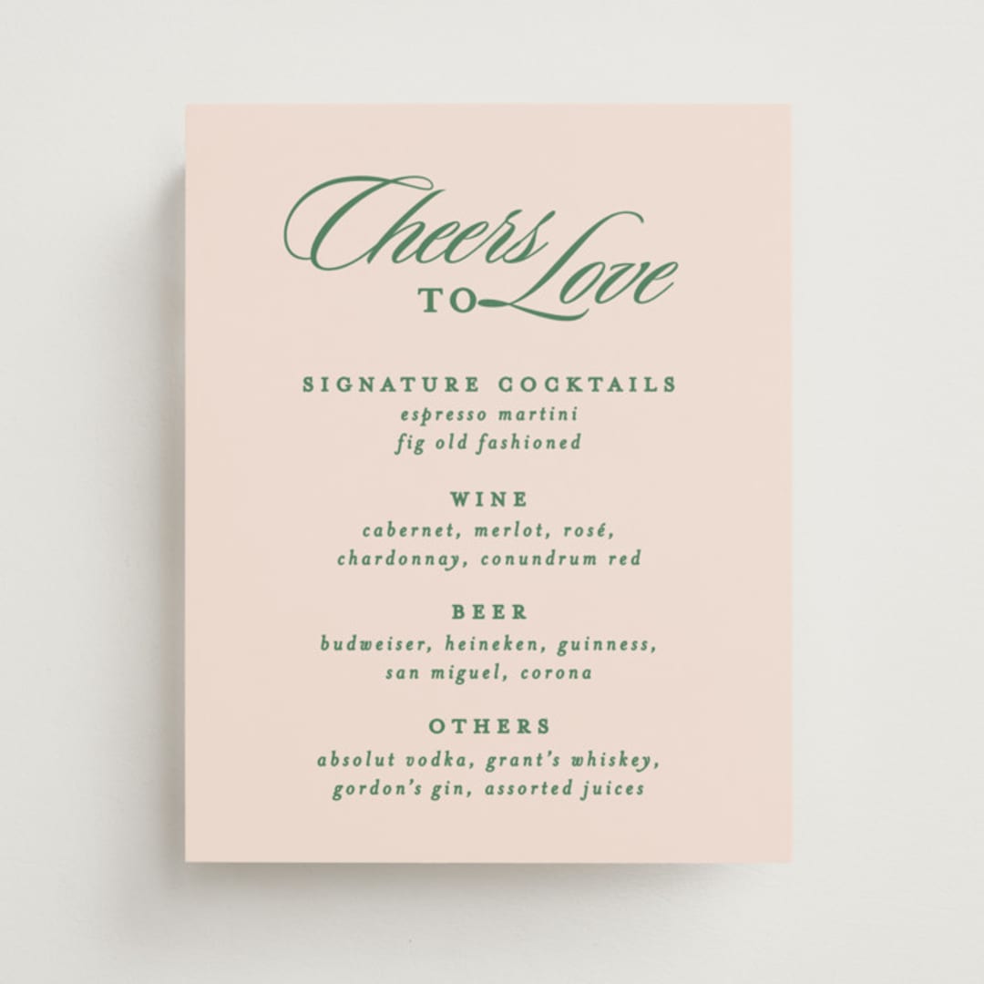 "Scripted" - Bar Signs in Emerald by Creo Study - Front