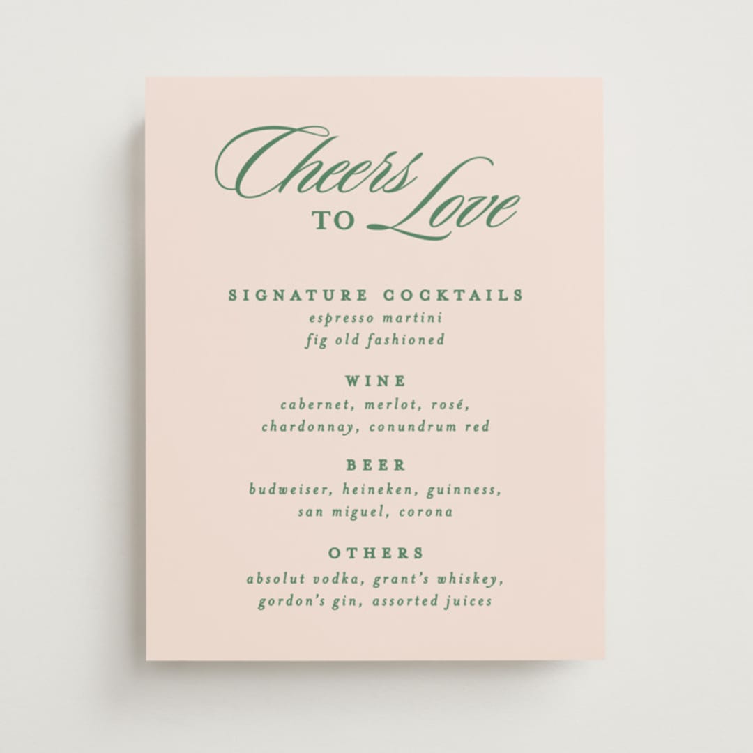 "Scripted" - Bar Signs in Emerald by Creo Study - Front