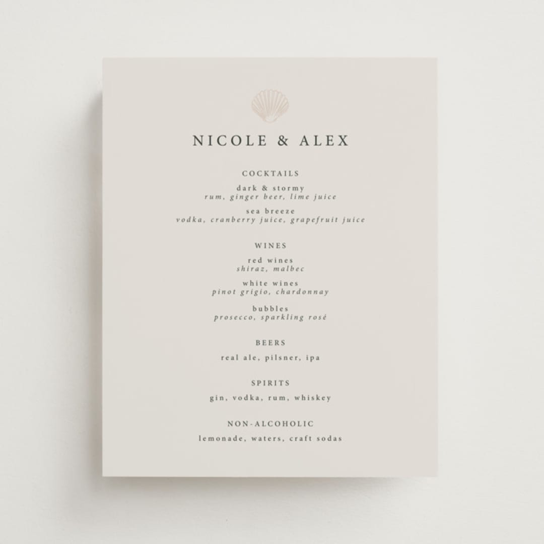 "Simple Seashell" - Bar Signs in Sand by Hannah Bowman - Front