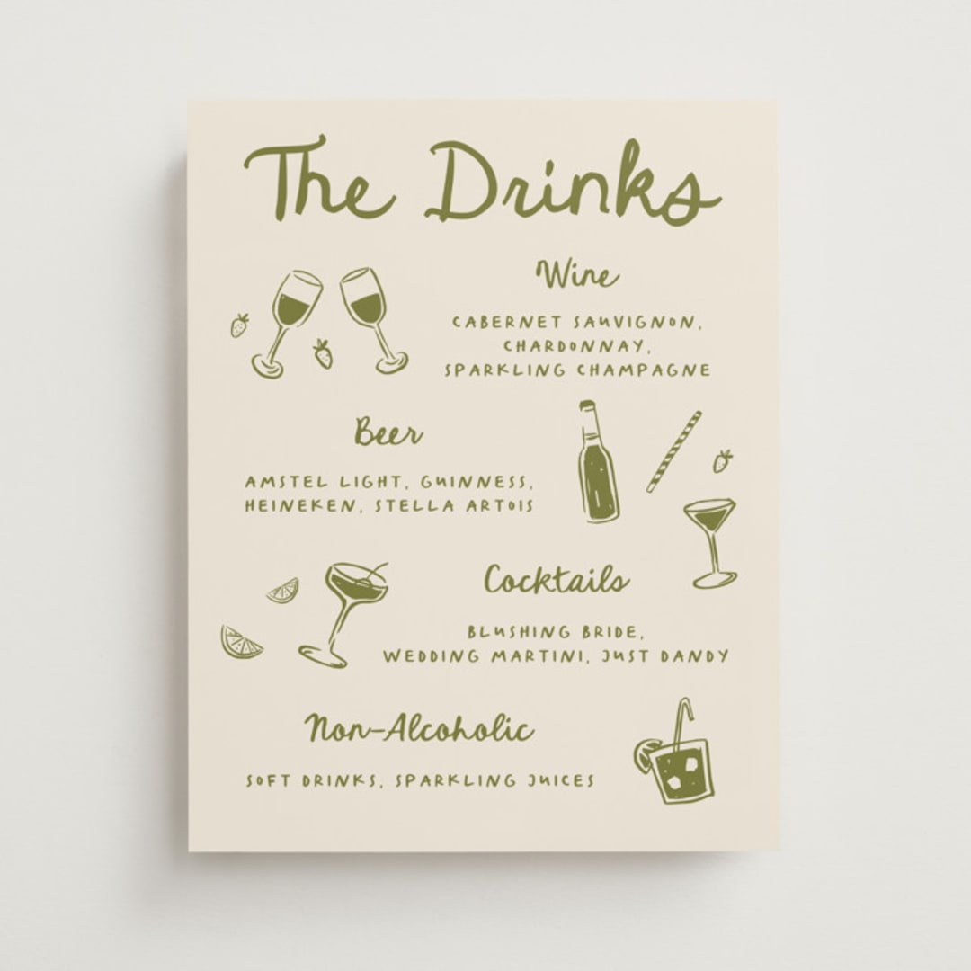 "Playful Doodles" - Bar Signs in Olive by Carmia Jordaan - Front