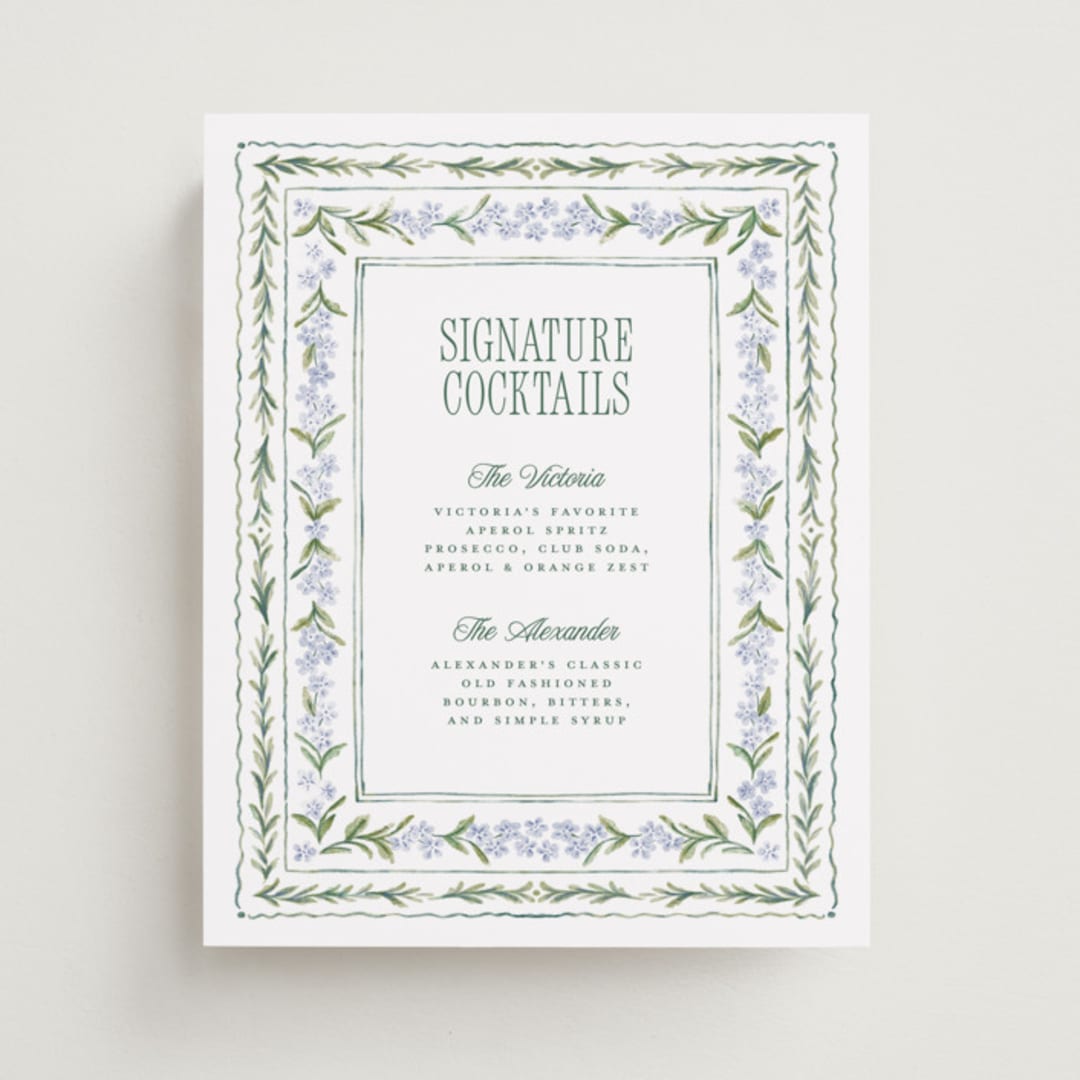 "Vintage Sketched" - Bar Signs in Wisteria by Jenna Holcomb - Front