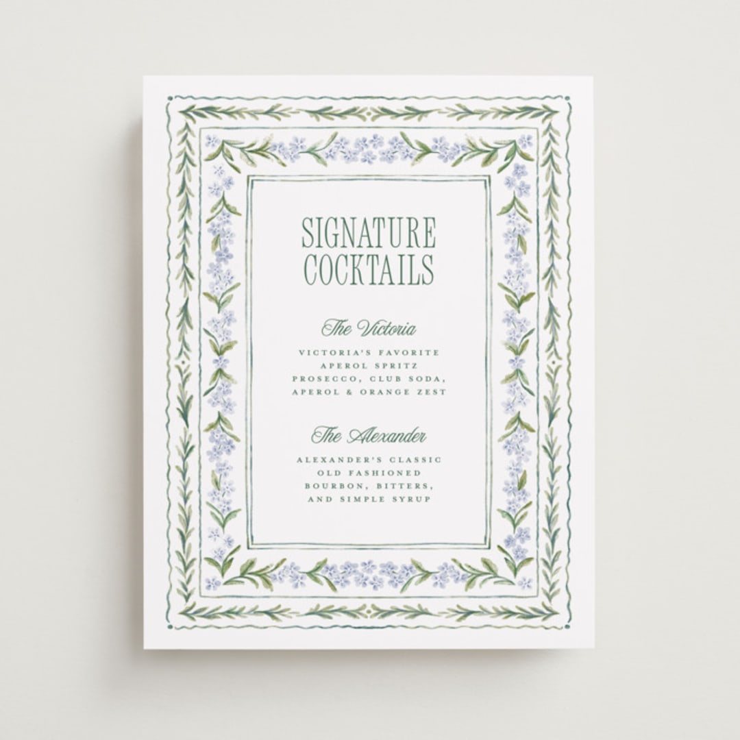 "Vintage Sketched" - Bar Signs in Wisteria by Jenna Holcomb - Front