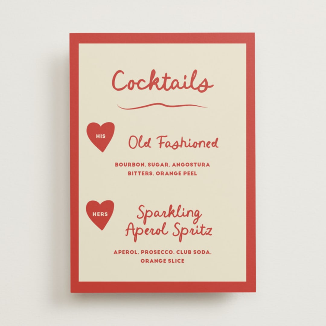 "Big Heart Wedding" - Bar Signs in Cherry by Ani Somi - Front