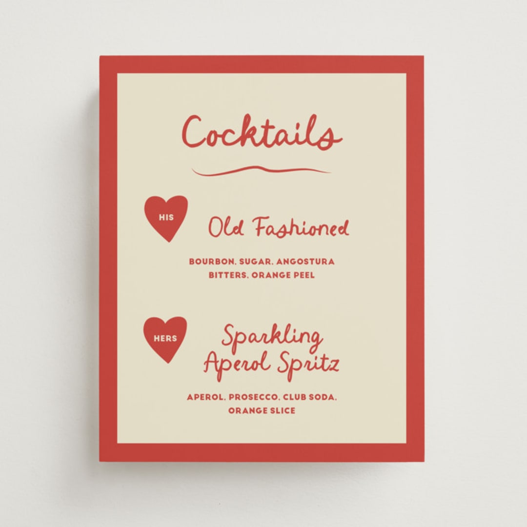 "Big Heart Wedding" - Bar Signs in Cherry by Ani Somi - Front