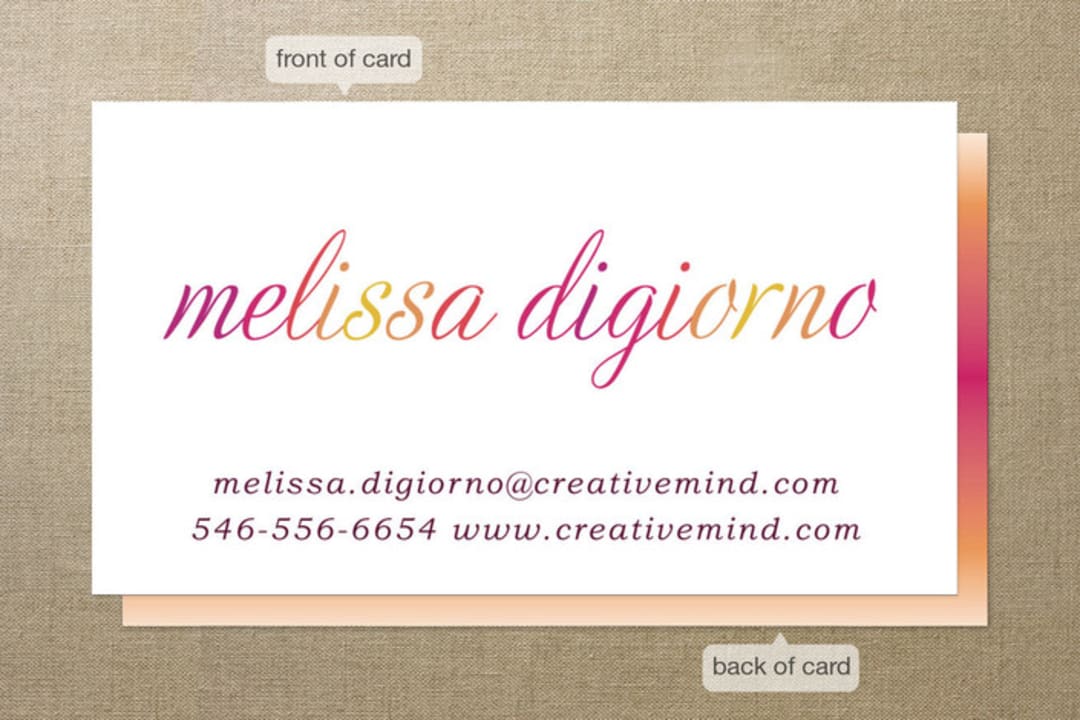 "Smoldering" - Business Cards in Purple by Jackie Mangiolino - Front