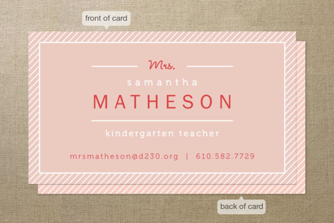 "A Plus" - Business Cards in Coral by Kimberly FitzSimons - Front