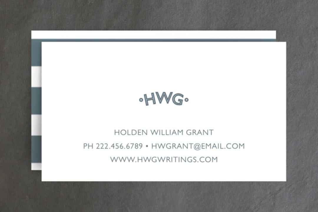 "Collegiate" - Business Cards in Cadet Blue by Megan Davis - Front