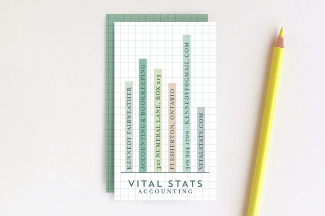"Vital Stats" - Business Cards in Ocean by Stacey Hill - Front
