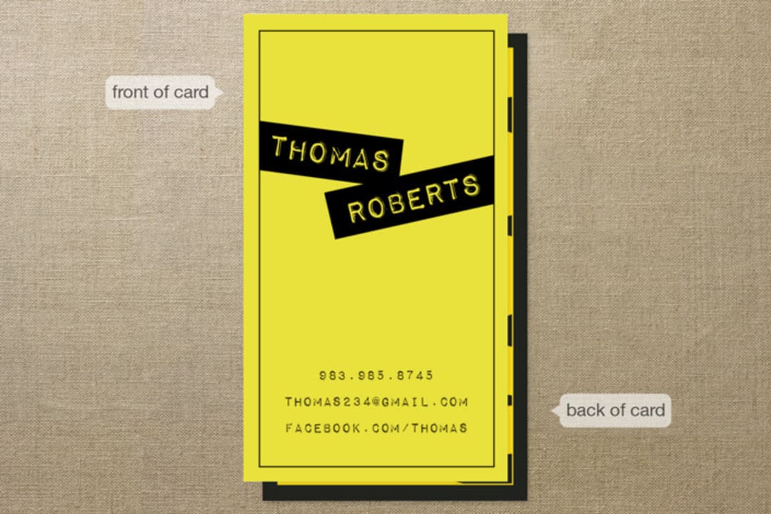 "Simple and Twisted" - Business Cards in Yellow by Ana Gonzalez - Front