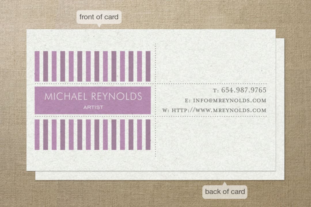 "Modern Art" - Business Cards in Purple by Ana de Sousa - Front