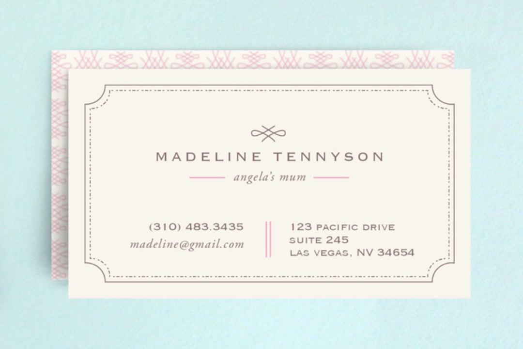 "Mina Beleza" - Business Cards in Carnation by chocomocacino - Front