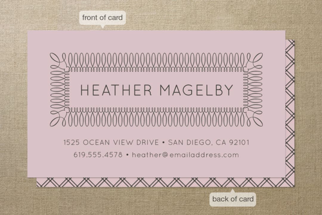 "Certified" - Business Cards in Rose by Jill Means - Front