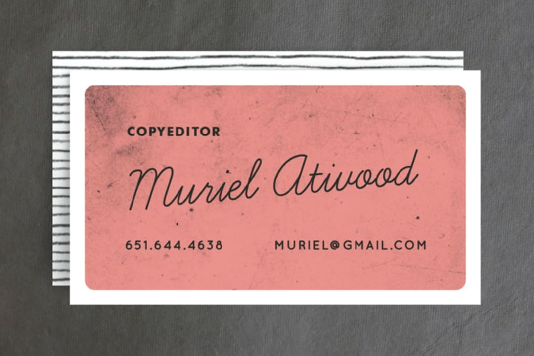 "Pencil Pusher" - Business Cards in Pink by Yours Madly - Front