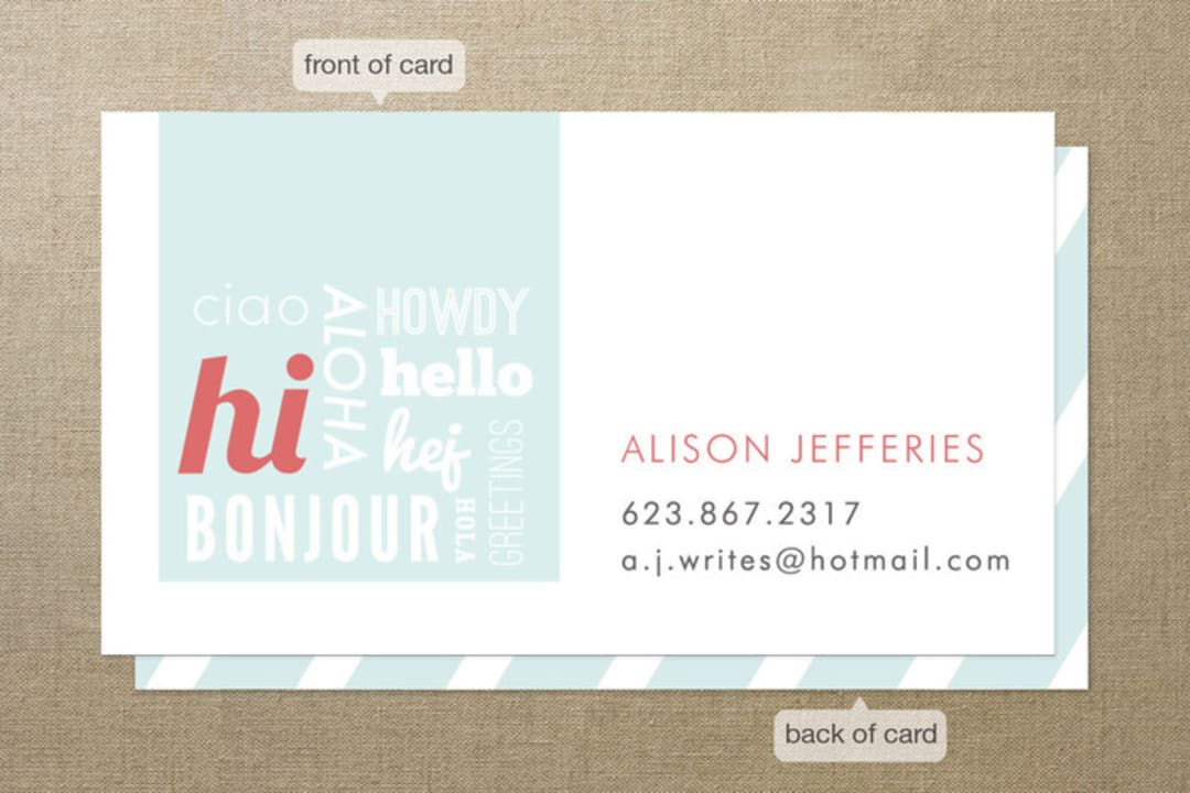 "Hello Hello Hello" - Business Cards in Blue by Paper Rose - Front