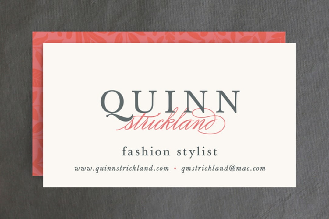 "In Style" - Business Cards in Watermelon by Hooray Creative - Front