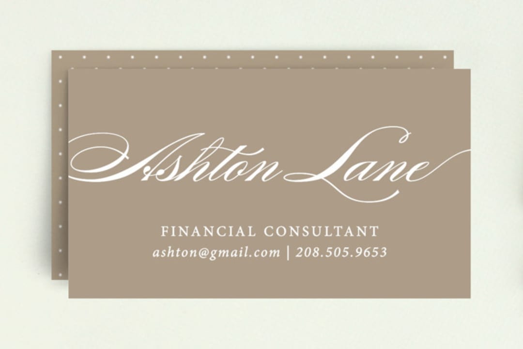 "The Sophisticate" - Business Cards in Taupe by Madeline - Front