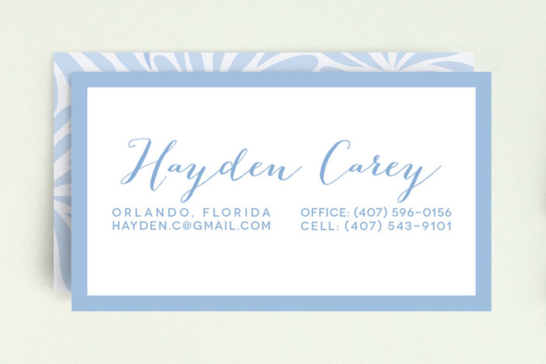 "Chrysanthemum Flourish" - Business Cards in Sky by LollieJ - Front