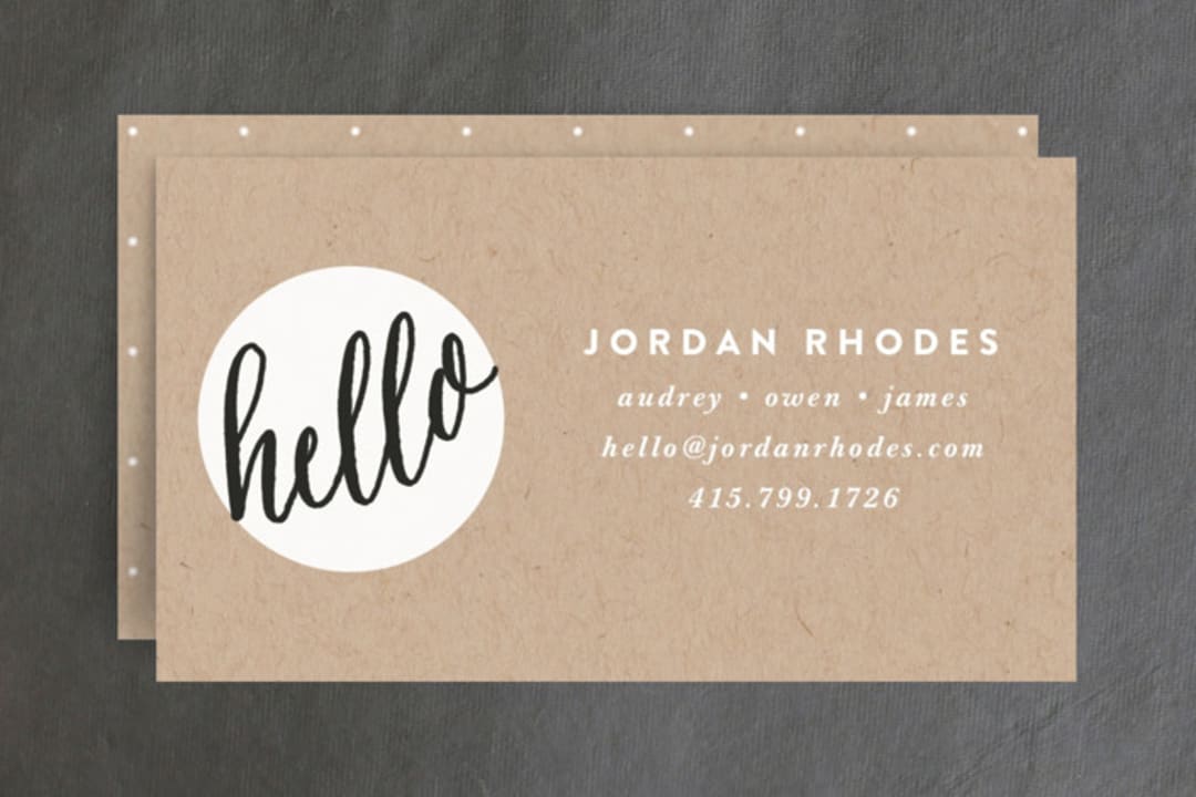 "Hello New Friend" - Business Cards in Kraft by A.C.R. - Front