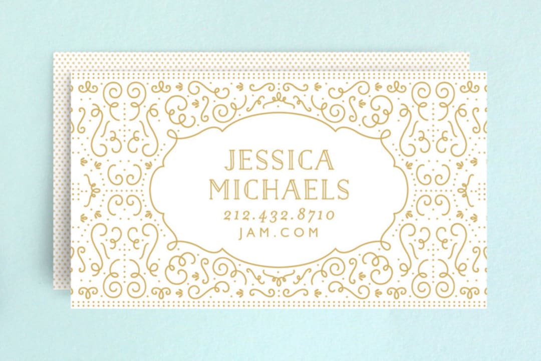 "Glamorous Deco" - Business Cards in Golden by Phrosné Barwood - Front