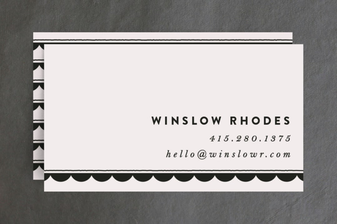 "Scalloped Swagger" - Business Cards in Midnight by A.C.R. - Front