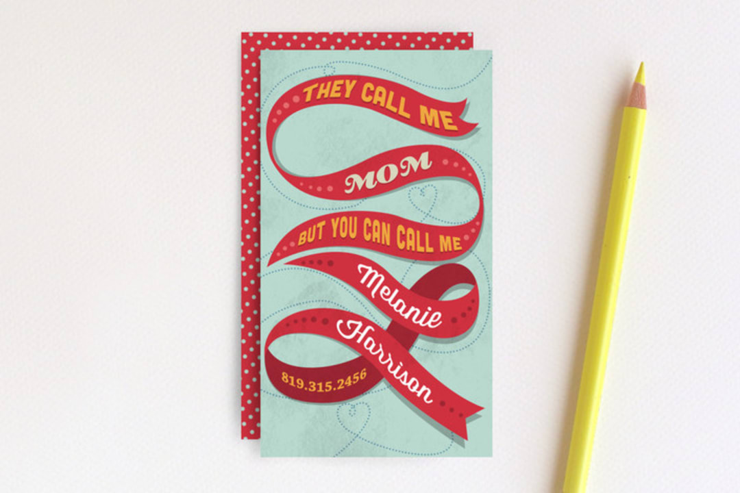 "Ribbon" - Business Cards in Cherry by Jazmin B. Marquez - Front