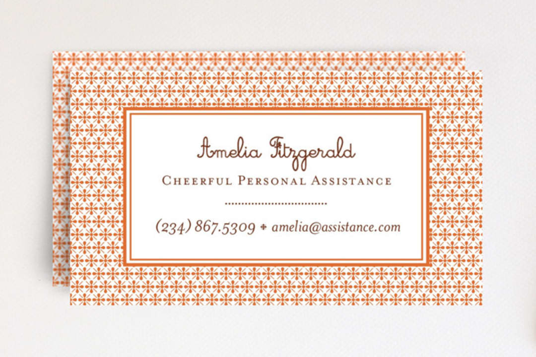 "Paprika Patterned" - Business Cards in Paprika by Blixa 6 Studios - Front