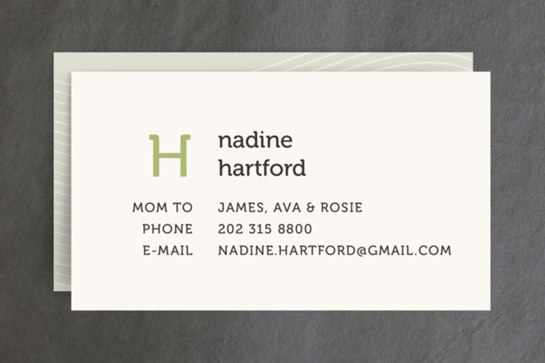 "Initial" - Business Cards in Soft Mint by Jessica Yeo - Front