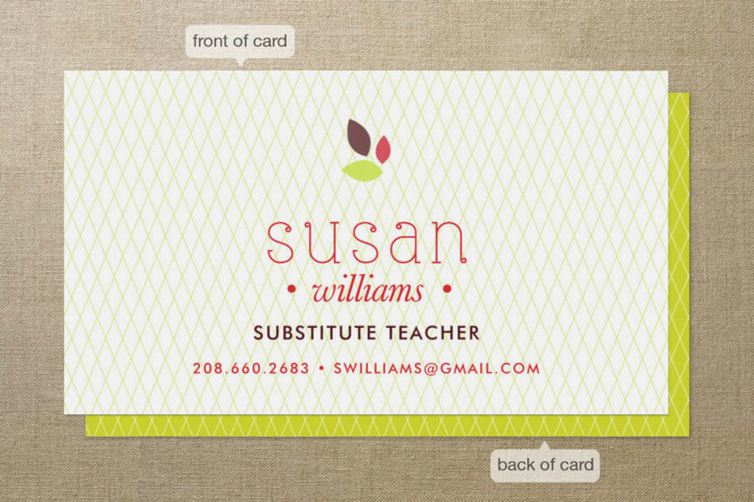 "Apple for the Teacher" - Business Cards in Cherry by Avie Designs - Front