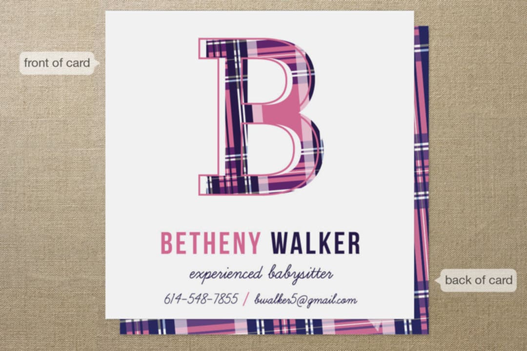 "Babysitters Club" - Business Cards in Soft Pink by Paige Rothhaar - Front