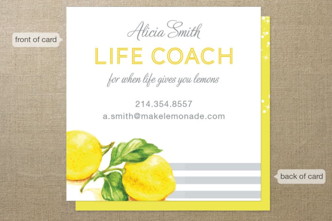 "Bittersweet" - Business Cards in Lemon by Paige Rothhaar - Front