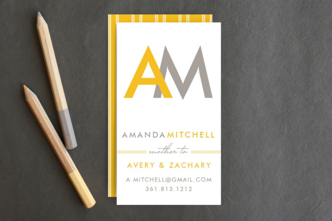 "Boulevard" - Business Cards in Lemon by Ann Rae Creative - Front