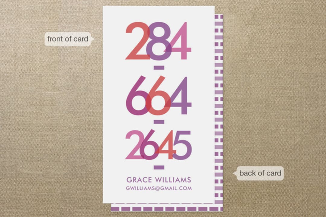 "Bright Numbers" - Business Cards in Cyan by Avie Designs - Front
