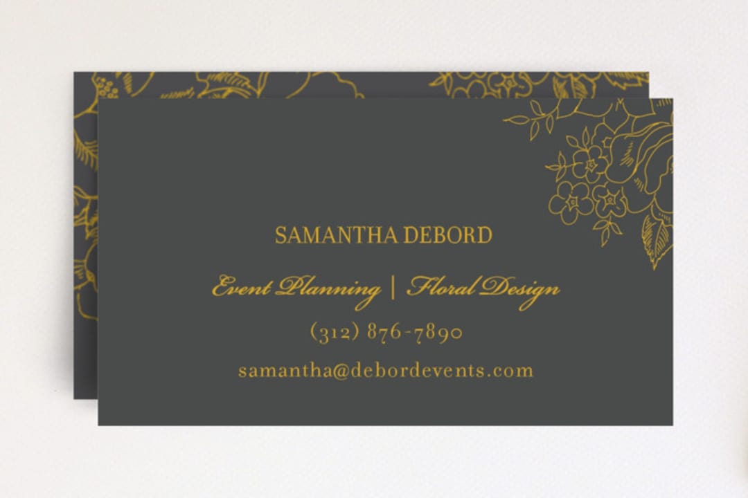 "Elegant Floral" - Business Cards in Sunflower by Kimberly FitzSimons - Front