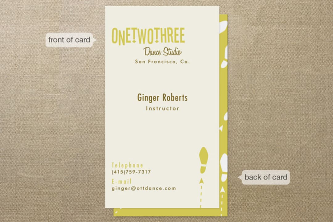 "One Two Three" - Business Cards in Lime by Anika Orrock - Front