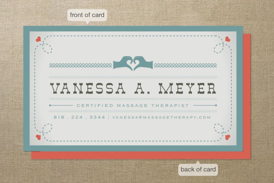 "Vintage Massage" - Business Cards in Teal by Aspacia Kusulas - Front