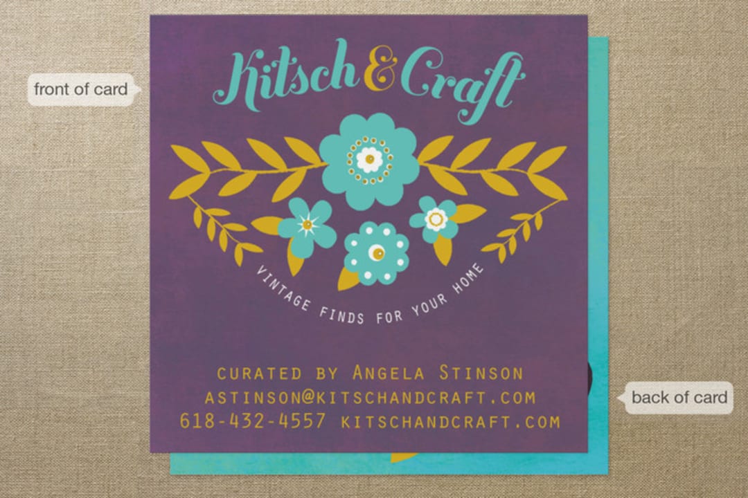 "folksy floral" - Business Cards in Dusty Purple by hannahcloud DESIGN - Front