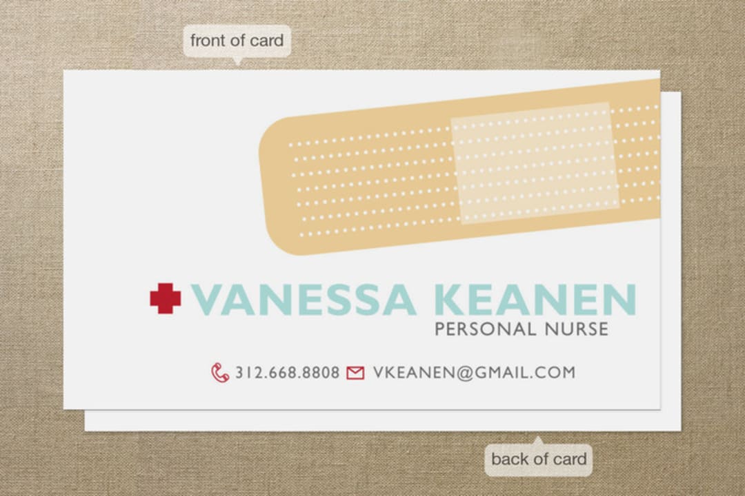 "Band Aid" - Business Cards in Crimson by Sheila Sunaryo - Front