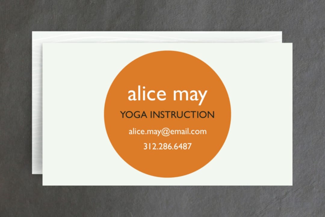 "Breathe" - Business Cards in Pumpkin by leslie hamer - Front
