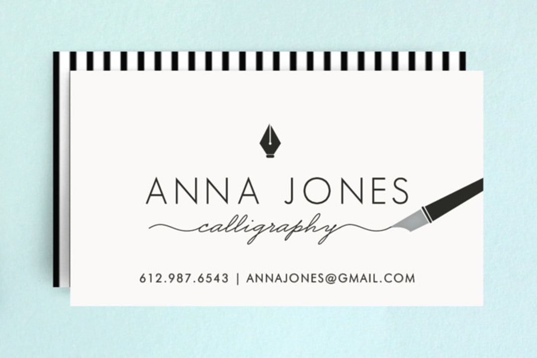 "Calligrapher" - Business Cards in Black Diamond by Lauren Chism - Front