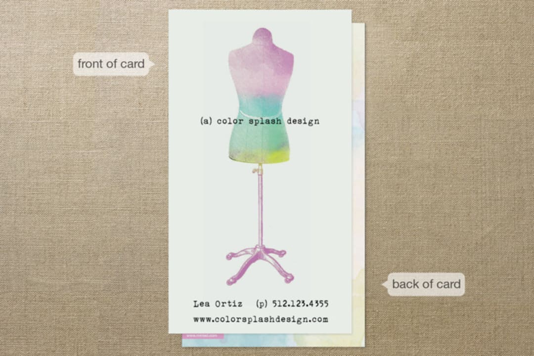 "Color Splash" - Business Cards in Lilac by Lea O. - Front