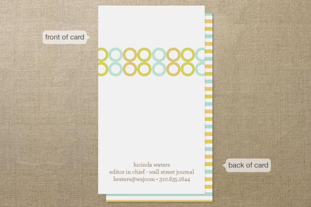 "Colorful Impression" - Business Cards in Seafoam by Robert True of Waui Design - Front