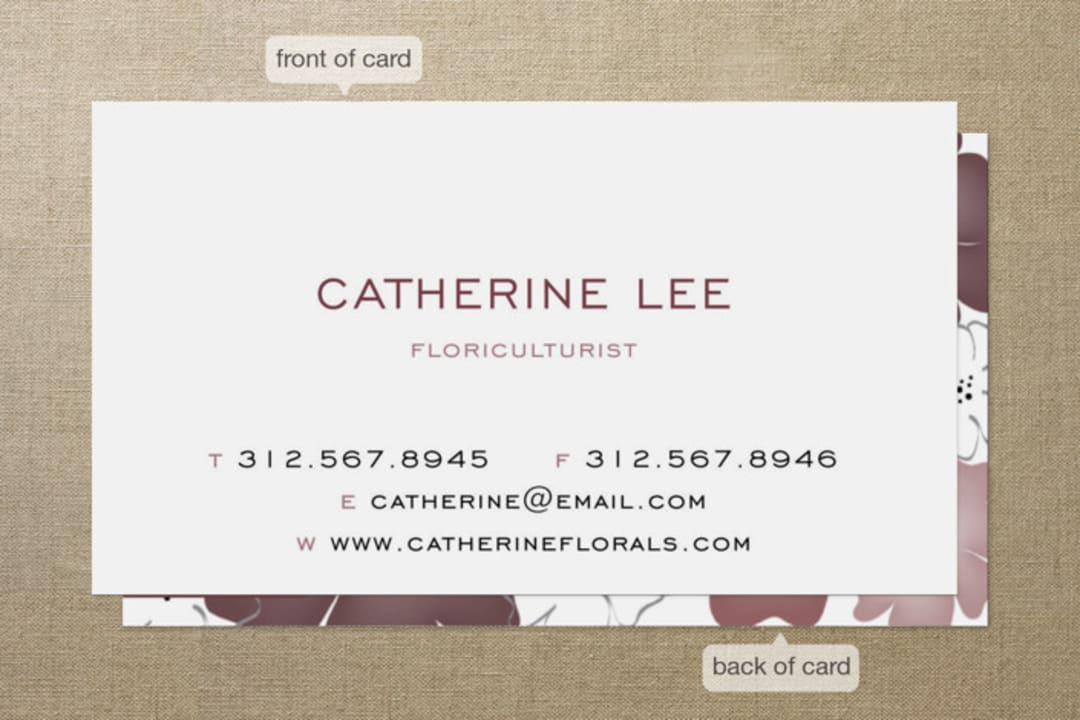 "Floriculturist" - Business Cards in Plum by Lehan Veenker - Front