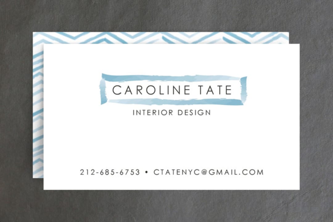 "Herringbone Stroke" - Business Cards in Cornflower by Laura Condouris - Front