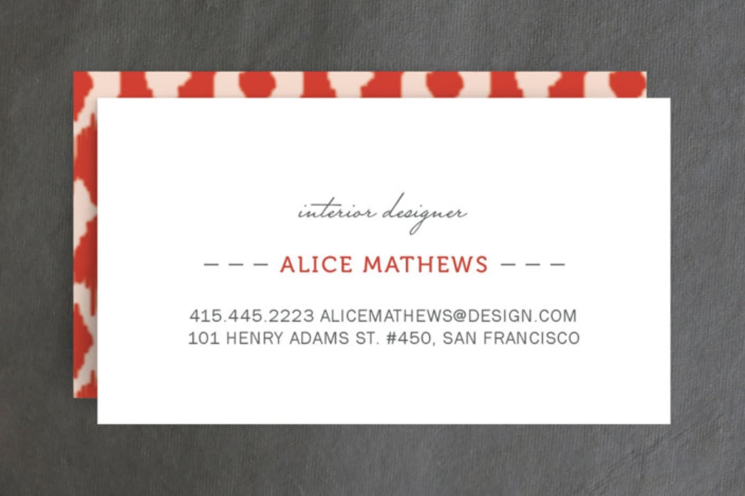 "Ikat Design" - Business Cards in Tomato by SimpleTe Design - Front