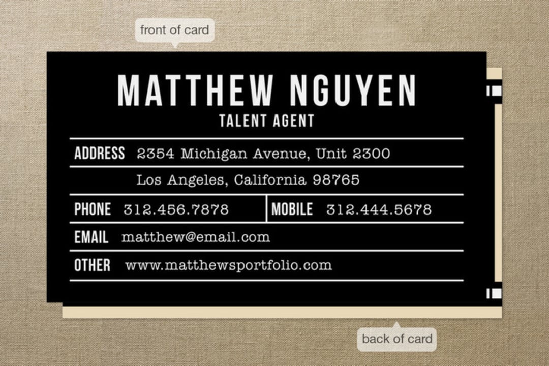 "Just for Entertainment" - Business Cards in Cream by Lehan Veenker - Front