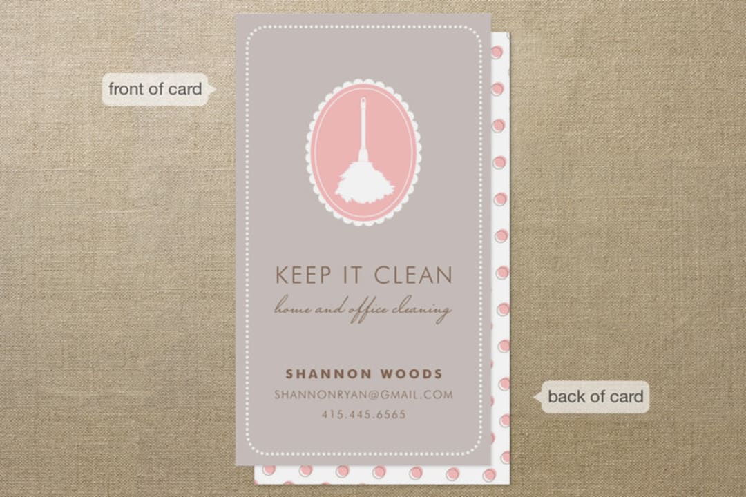 "Keep It Clean" - Business Cards in Blush by SimpleTe Design - Front