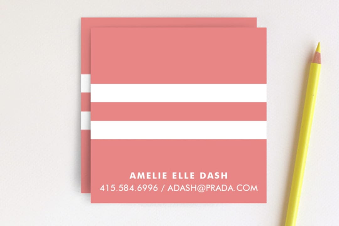 "Pique Chic" - Business Cards in Peach by Robert True of Waui Design - Front