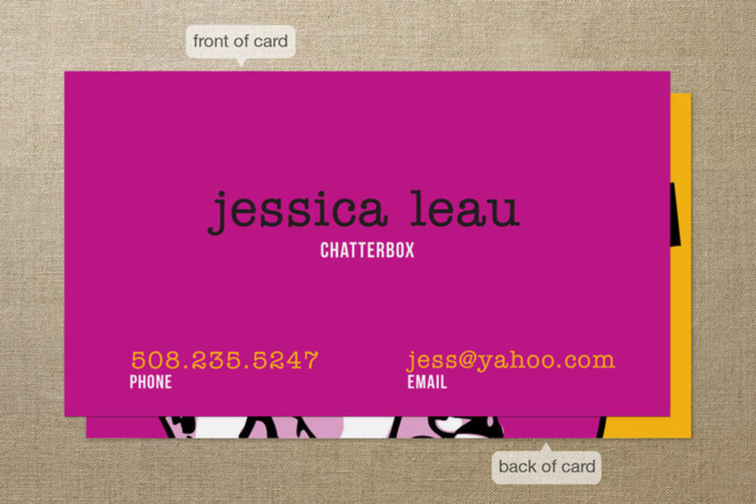 "Retro Chatterbox" - Business Cards in Retro Pink by Mandy Rider - Front
